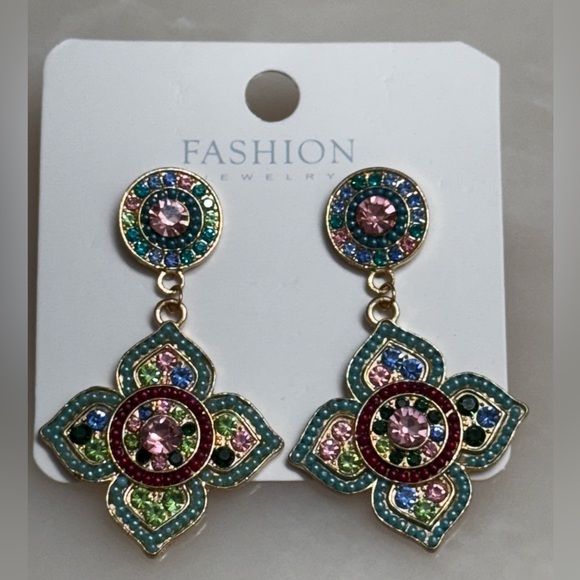 NWT Colorful stone drop earring *lightweight* - Picture 1 of 6